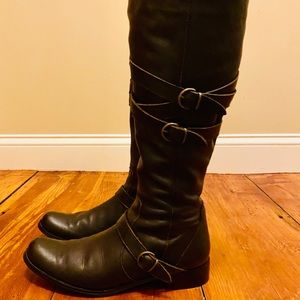 Charles and David brown leather knee-high boots